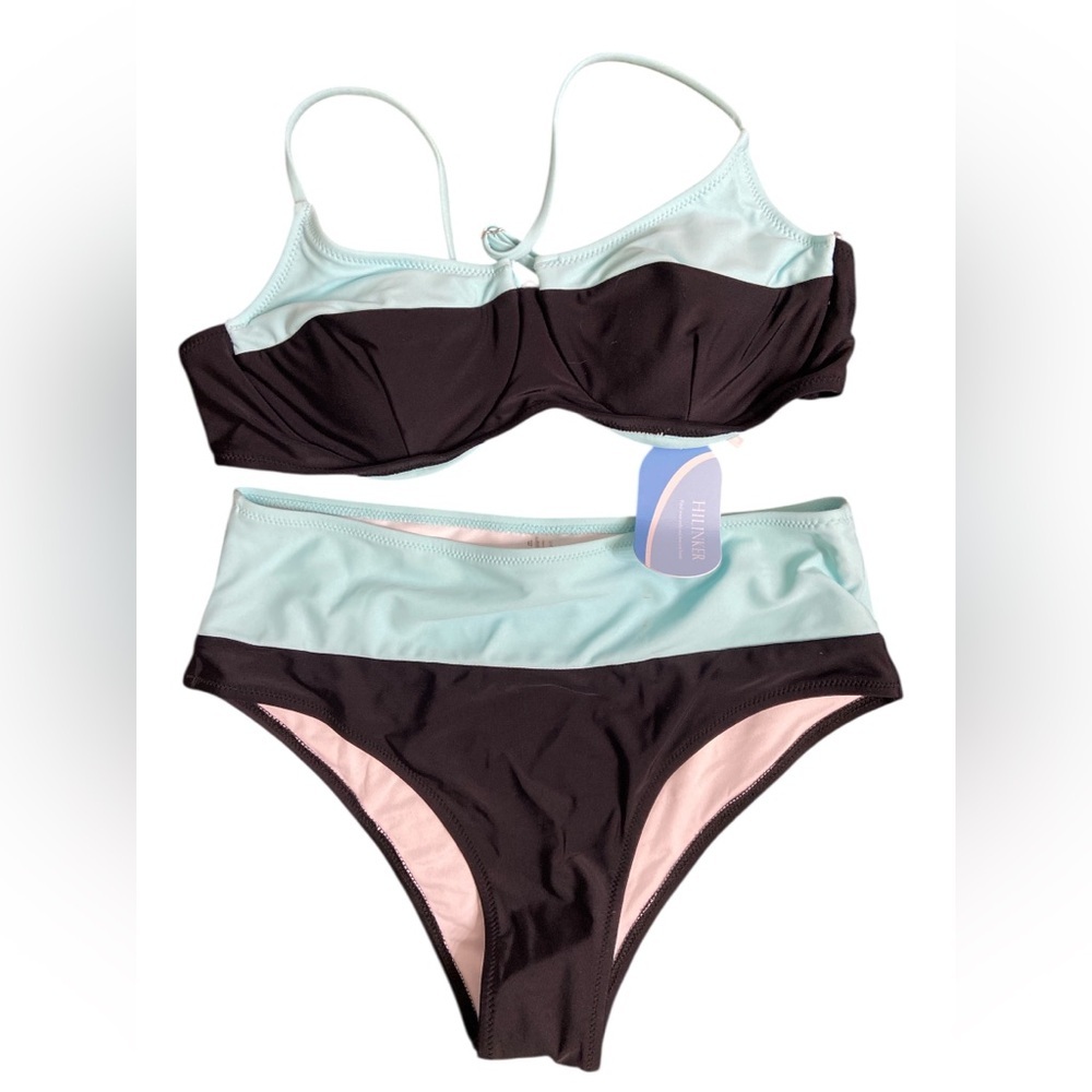 Hilinker Women’s Bikini Swimsuit High Waisted Color Block 2 Piece Bathing D2